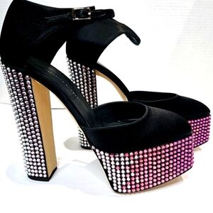 Guiseppe Zanotti Bebe Strass Platform Jeweled Chunky Heels NEW